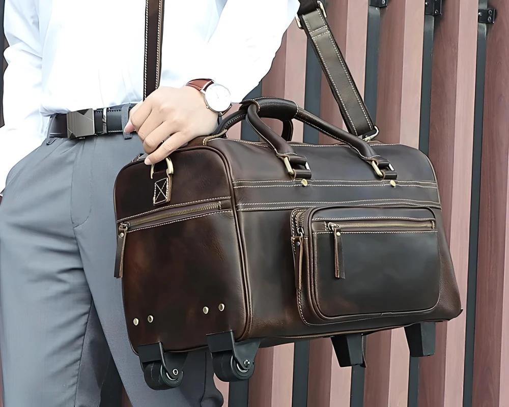 leather carry on bag men's